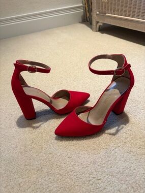 Pointed Toe Chunky Heel Pumps